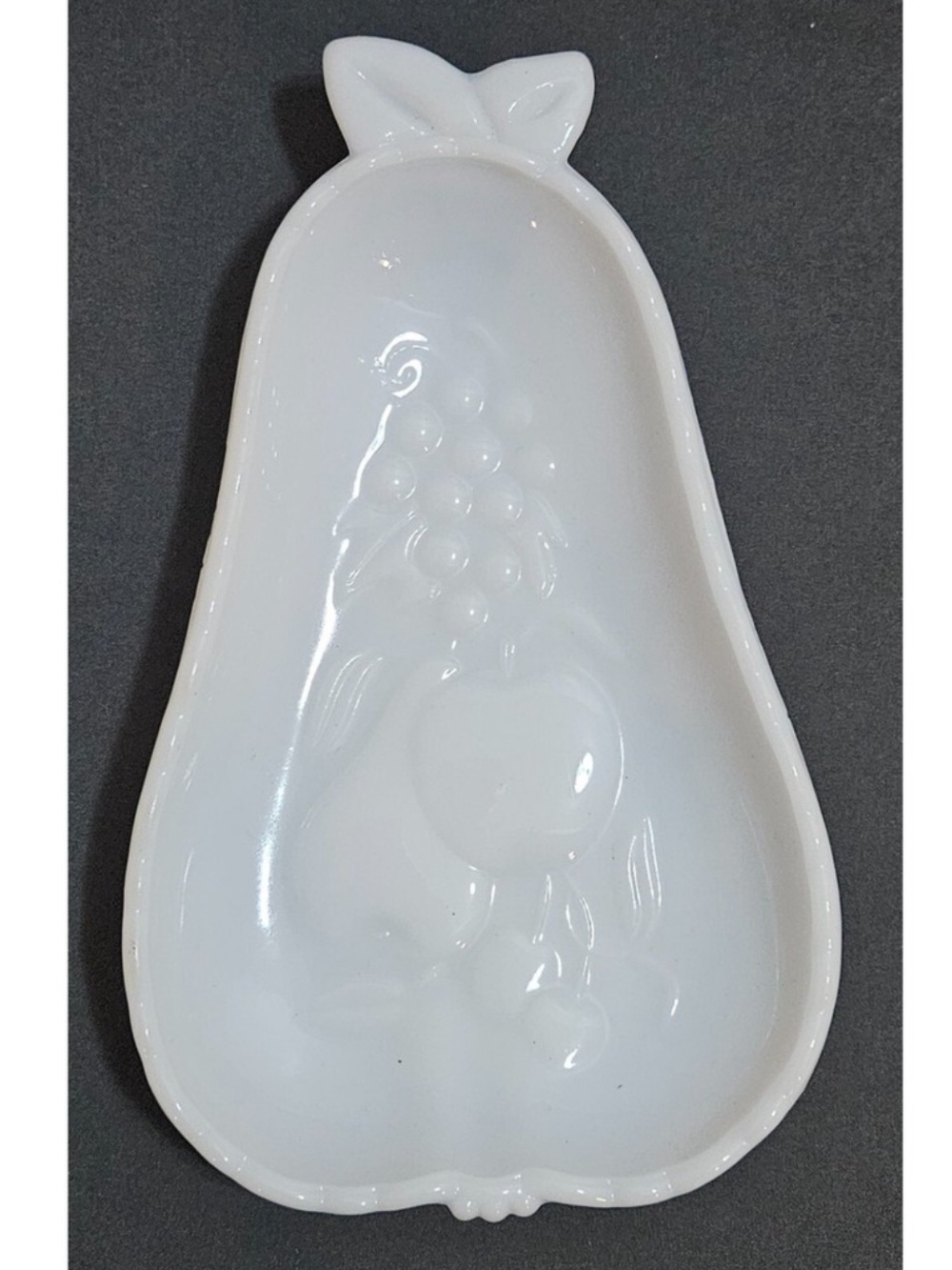 Vintage 1950's HAZEL ATLAS Pear Shaped Dish White MILK GLASS Set of 3